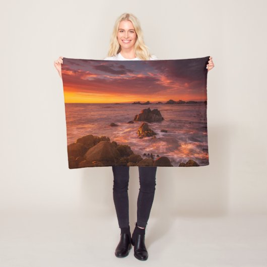 海岸線 | Sunset Pacific Grove Carmel California フリースブランケット (インサイチュ)