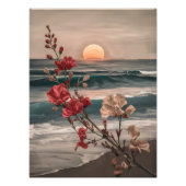 海岸至福:赤と白夕日の花 フォトプリント (正面)