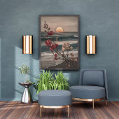 海岸至福:赤と白夕日の花 フォトプリント