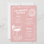 海岸週末のピンクの最後のトーストバチェロレッテ 招待状 (裏面)