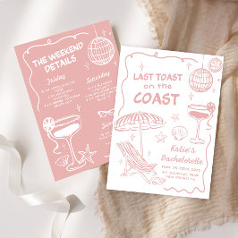 海岸週末のピンクの最後のトーストバチェロレッテ 招待状