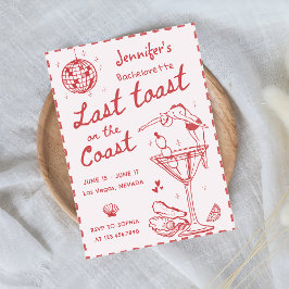 海岸週末のピンクの最後のトーストバチェロレッテ 招待状