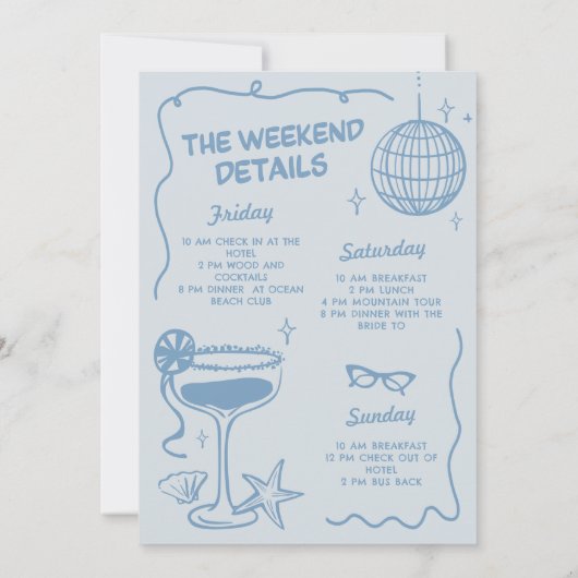 海岸週末の最後のトーストバチェロレッテ 招待状 (裏面)