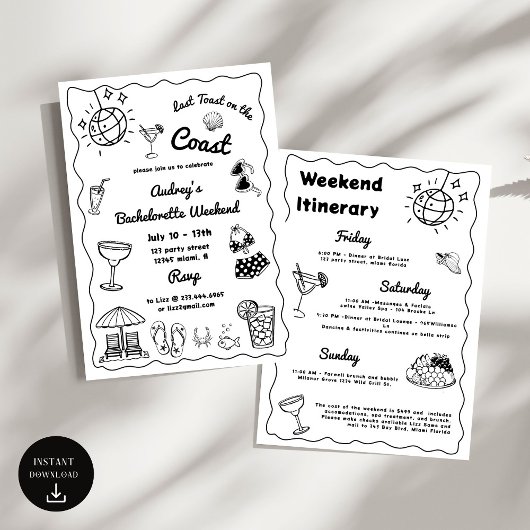 海岸週末の最後のトーストバチェロレッテ 招待状