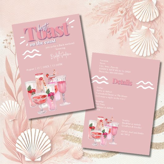 海岸週末の最後のトーストバチェロレッテ 招待状