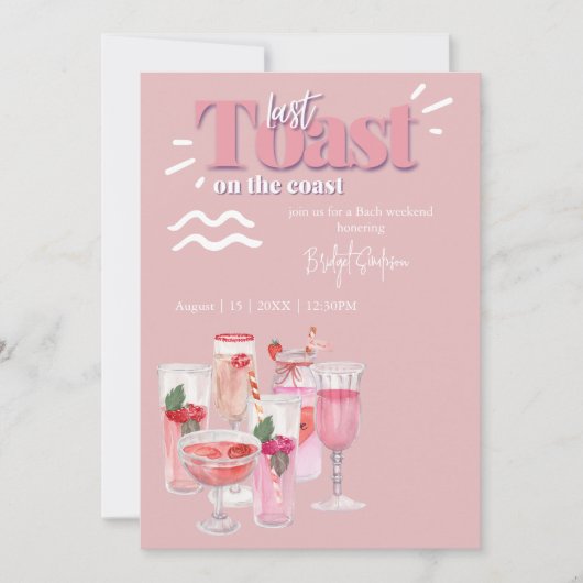 海岸週末の最後のトーストバチェロレッテ 招待状 (正面)