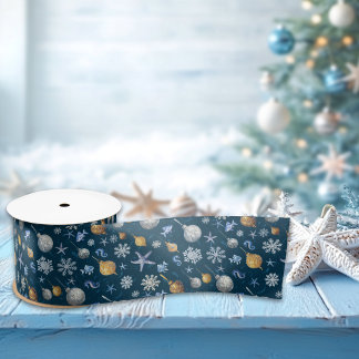 海岸雪の結晶と要素のパタ航海のーン サテンリボン