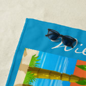 海岸風景鳥ヤシの木の太陽をパーソナライズ ビーチタオル (インサイチュ)