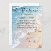 海岸風:水彩ビーチ結婚式 招待状 (正面/裏面)