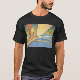 「海岸」の-ワイシャツのために先頭に立たれる舷外浮材付きのカヌーの人 Tシャツ