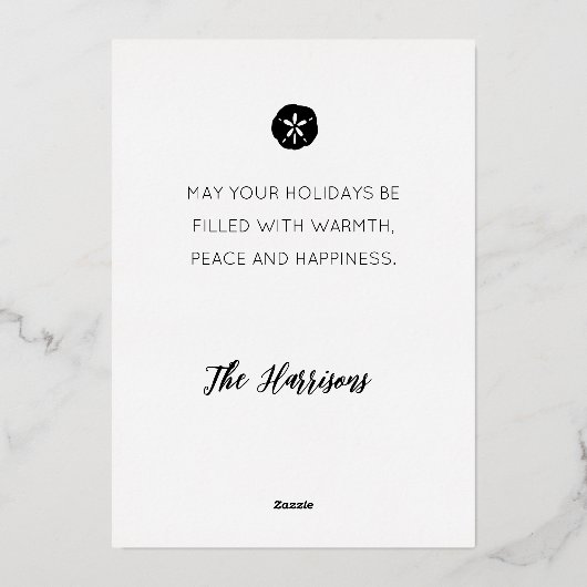 海岸 シンプル ホリデー フォト フォイル カード (裏面)