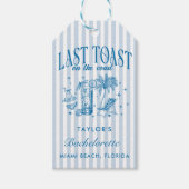 海岸 ブライズパーティー モダン カクテルパーティー 青 ギフトタグ (正面)