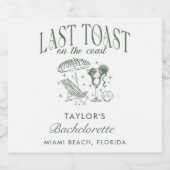 海岸 ブライズメイド パーティー グリーン スパークリングワインラベル (シングルラベル)