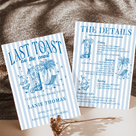 海岸 ブライズメイド パーティー 青 招待状