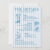 海岸 ブライズメイド パーティー 青 招待状 (裏面)