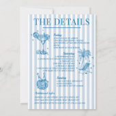 海岸 ブライズメイド パーティー 青 招待状 (裏面)