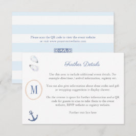 海岸 モノグラム ベビーシャワー レジストリー QR コード エンクロージャーカード