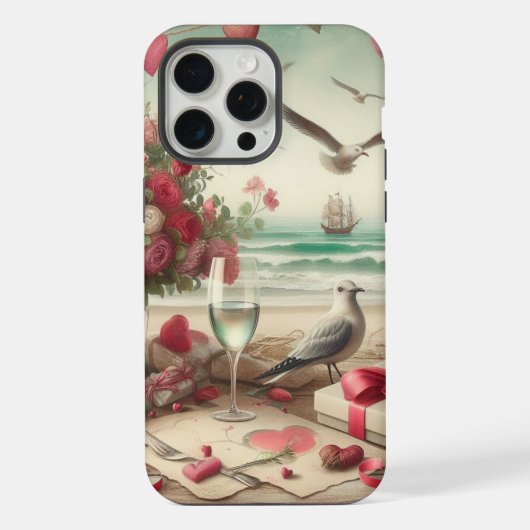 海岸/海のバレンタインデー iPhoneケース (裏面)