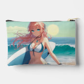 海岸/海事/トロピカル アニメサーファーガール アクセサリーポーチ (裏面)