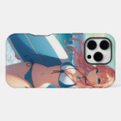 海岸/海事/トロピカル アニメ サーフィンガール iPhoneケース (裏面横)