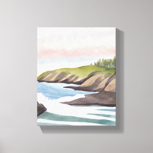 海岸 | 海岸水彩画 キャンバスプリント (正面)