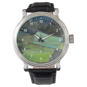 海岸IIの表示  抽象芸術プリント 腕時計