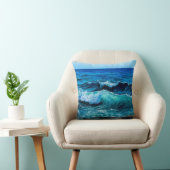 海峡で波や海を描いた油絵 クッション (椅子)
