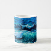 海峡で波や海を描いた油絵 コーヒーマグカップ (中央)