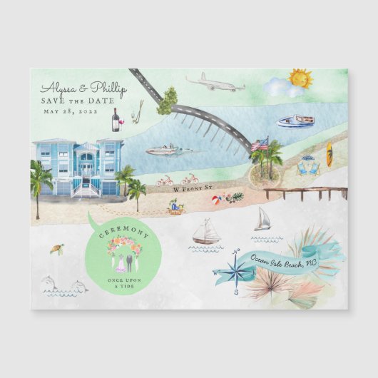 海島ビーチノースカロライナ地図解入りの、写真付きの図| (正面)