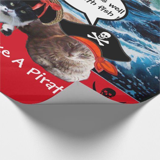 海嵐の中で海賊のネコと船を語り合う ラッピングペーパー (角)
