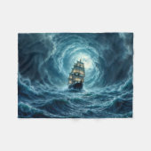 海嵐ガレオン船の旅 フリースブランケット (正面(横))