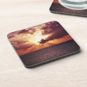 海平線上の曇り夕日 コースター (左側)