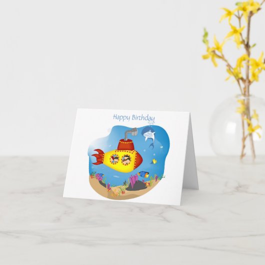 海底お祝い カード (黄色い花)