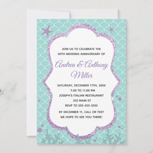 海底での結婚記念日招待状 招待状 (正面)