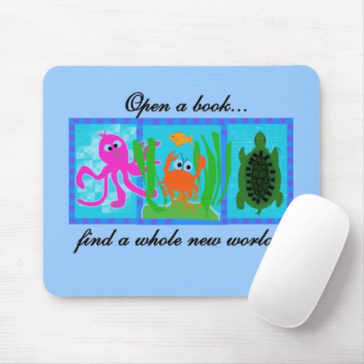 海底に本のTシャツおよびギフトを開けて下さい マウスパッド (マウス)