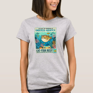 海底のアクアティカキャットフィッシュレトロトラベルアート Tシャツ
