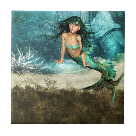海底のタイルの人魚 タイル (正面)