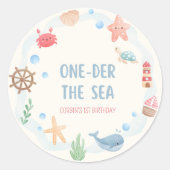 海底のワンダー 1歳の誕生日ステッカー ラウンドシール (正面)