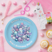 海底の誕生日パーティー紙皿 編集可能な名前 ペーパープレート (パーティー)