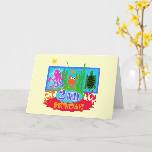 海底の誕生日Tシャツとギフト カード (黄色い花)