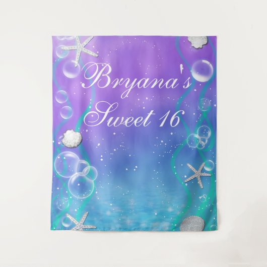 海底の魔法のスイート16パーティー背景 タペストリー (正面)