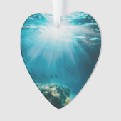 海底ダイビング日付写真カスタム オーナメント (正面)