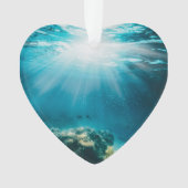 海底ダイビング日付写真カスタム オーナメント (正面)