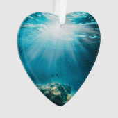 海底ダイビング日付写真カスタム オーナメント (正面)