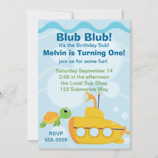 海底パーティー 招待状 (正面)