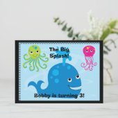 海底創造物5x7のカスタムな誕生日の招待状 招待状 (スタンド正面)
