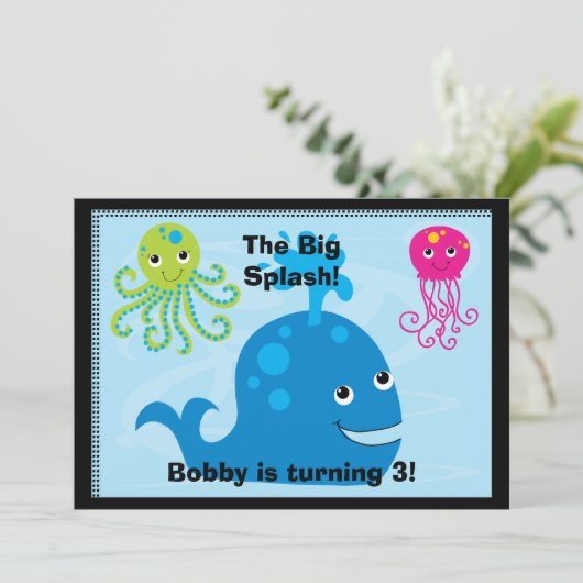 海底創造物5x7のカスタムな誕生日の招待状 招待状 (スタンド正面)