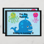 海底創造物5x7のカスタムな誕生日の招待状 招待状 (正面/裏面)