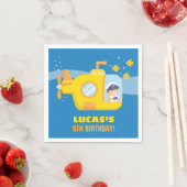 海底少年の水中の誕生日パーティナプキンス スタンダードカクテルナプキン (インサイチュ)