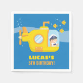 海底少年の水中の誕生日パーティナプキンス スタンダードカクテルナプキン (正面)